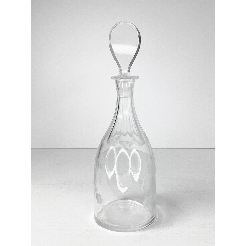 Antique Circa. 1910’s Crystal Etched Rose Wine/Cordial Decanter w/Stopper, 9.5”